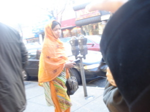 South Asian woman roaming the streets in traditional attire