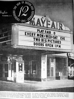 View of the Mayfair Theater marquee in 1941