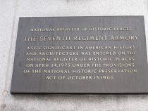 Plaque commemorating the armory's entrance in the National Register of Historic Places on April 14th, 1975