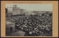 Picture of the chaos as described in Harper's Weekly 1888: "During the dark hours of early morning, as hundreds of wagons of all descriptions converge upon the market regions, pandemonium reigns as traffic chokes the thoroughfares for blocks around  . NYPL Caption: West Street from Gansevoort to Little West 12th Street, near North River showing market day at the Gansevoort or Farmer’s market, 1900.